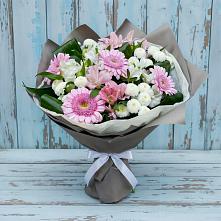 Букет цветов из:  Герберы, Альстромерии и Хризантемы в Краснокаменске Забайкальского края