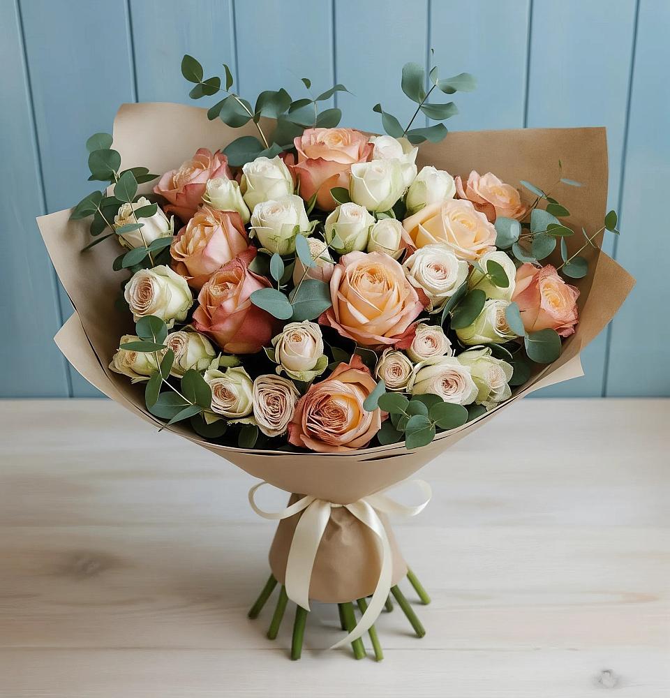 Букет цветов из: Альстромерии и Розы в Краснокаменске Забайкальского края