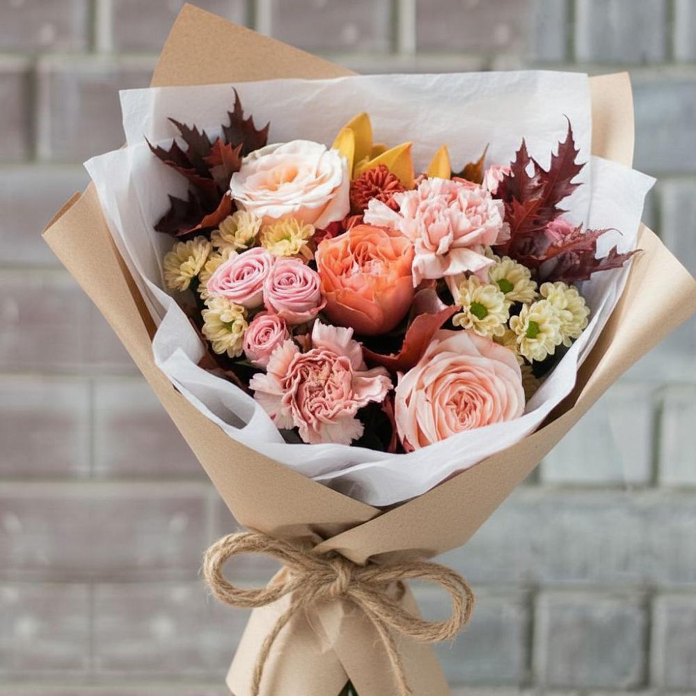 Букет цветов из: Гвоздики, Хризантемы и Розы в Краснокаменске Забайкальского края