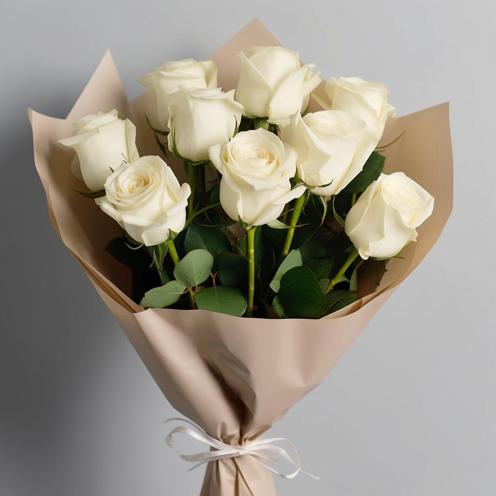 Букет 9 Белых роз Эдлесс Лав в Краснокаменске Забайкальского края