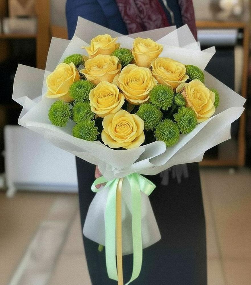 Букет цветов из: Хризантемы и Розы в Краснокаменске Забайкальского края