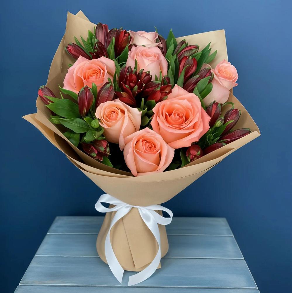 Букет цветов из: Розы и Альстромерии в Краснокаменске Забайкальского края