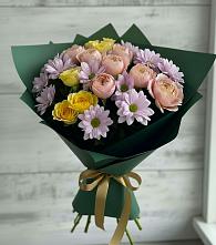 Букет цветов из:  Хризантемы и Розы в Краснокаменске Забайкальского края