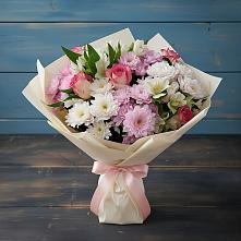 Букет цветов из:  Хризантемы, Альстромерии и Розы в Краснокаменске Забайкальского края