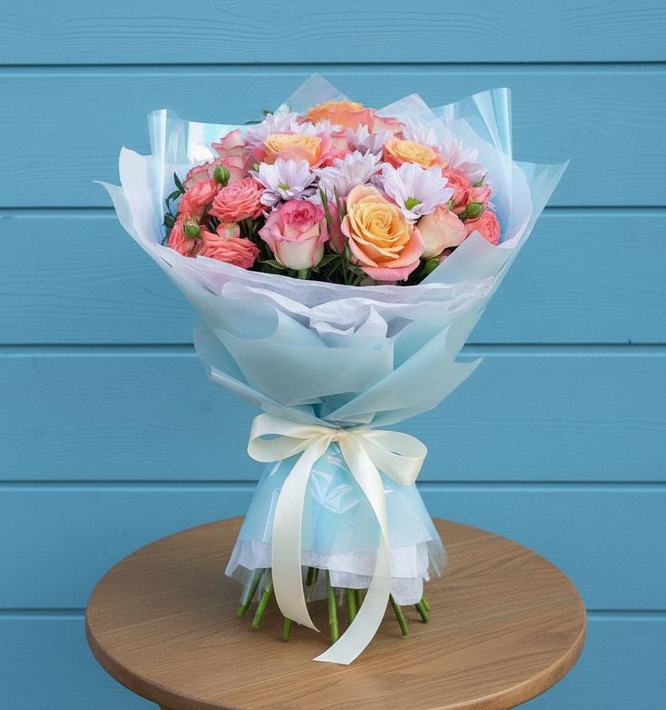 Букет цветов из: Хризантемы и Розы в Краснокаменске Забайкальского края