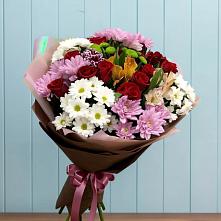 Букет цветов из:  Розы, Хризантемы и Альстромерии #REPLACE_PRED# Краснокаменске Забайкальского края