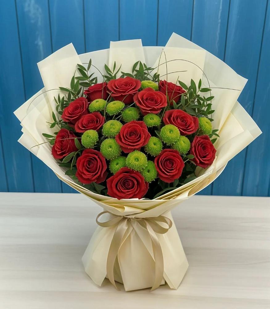 Букет цветов из: Розы и Хризантемы в Краснокаменске Забайкальского края