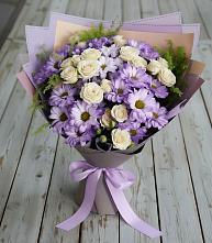 Букет цветов из:  Хризантемы и Розы в Краснокаменске Забайкальского края