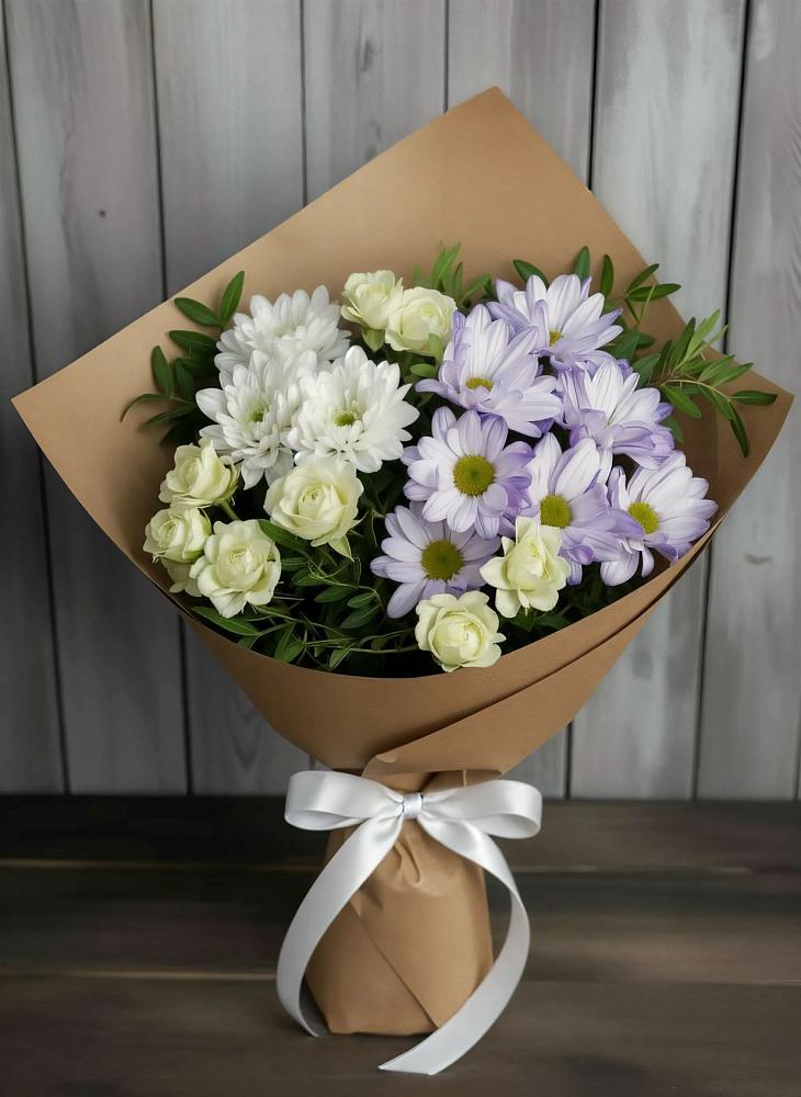 Букет цветов из: Хризантемы и Розы в Краснокаменске Забайкальского края